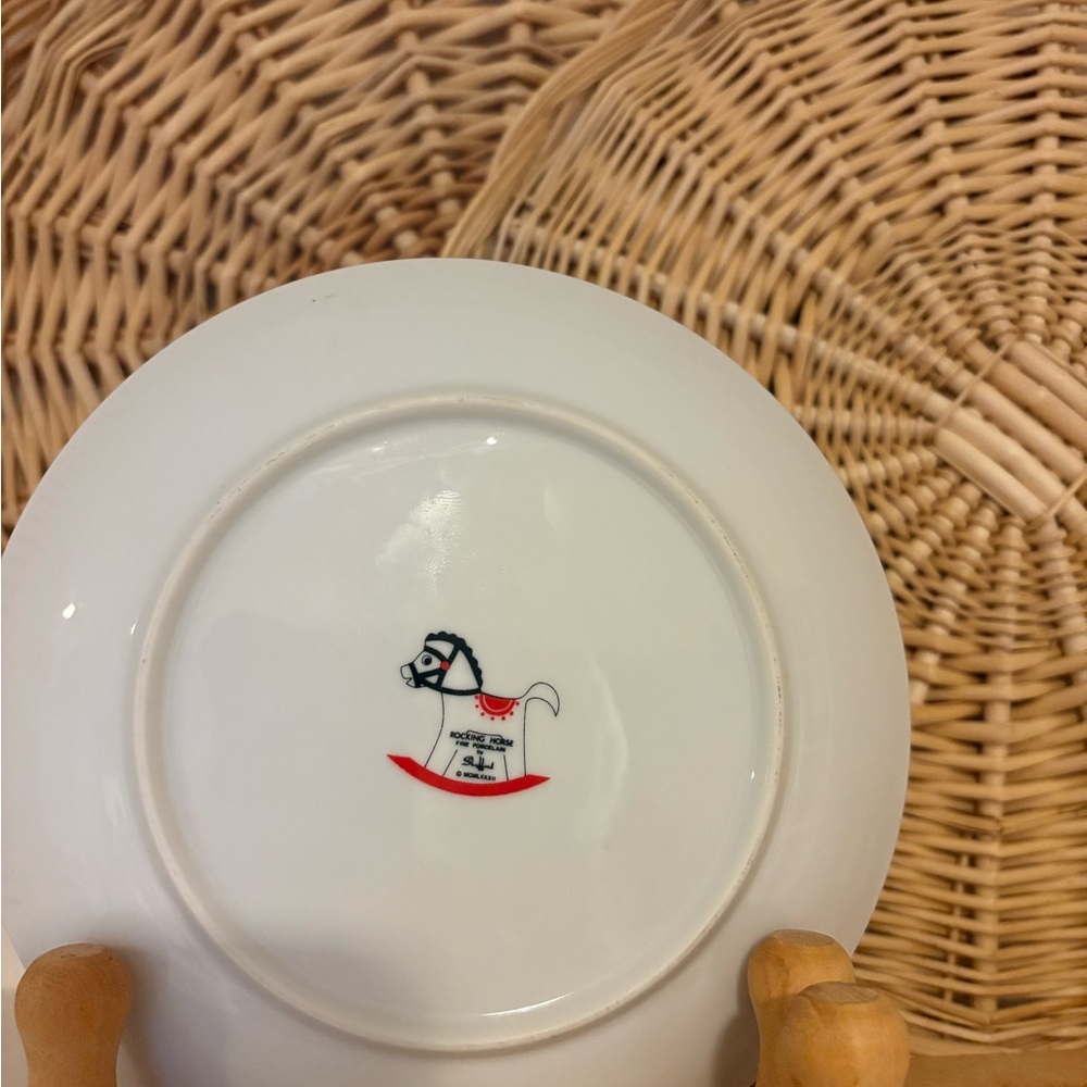 Vintage Pink Gingham Rocking Horse Plate - Picture 3 of 3